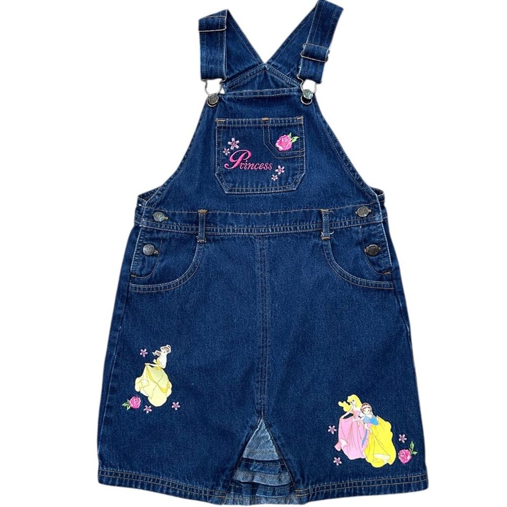 Disney Princess Vintage Dress Overalls with Floral Embroidery Rare Size 6